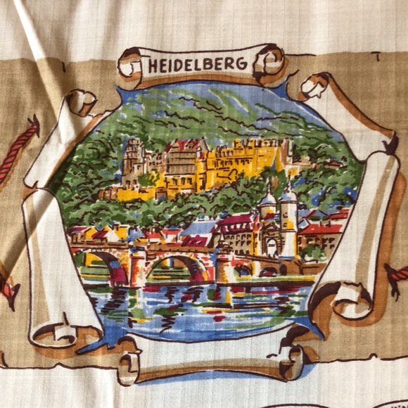 European linen tablecloth highlighting Germany 6 matching napkins circa 1950 - Picture 3 of 12